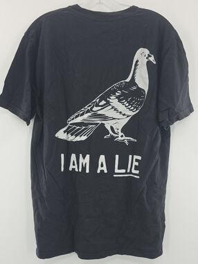 Black Graphic Short Sleeve Tee with White Bird Print